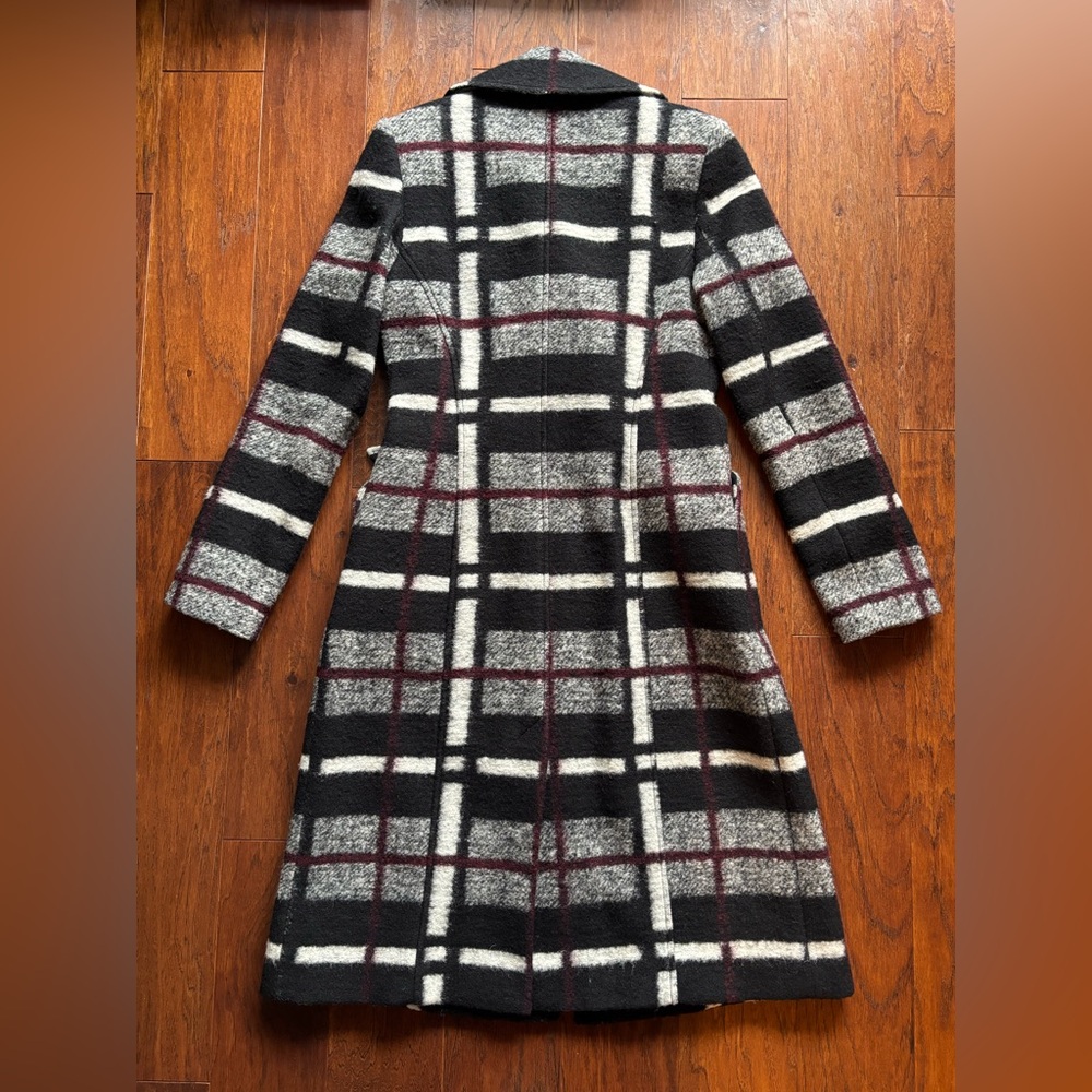 RACHEL Rachel Roy Black and White Plaid Pea Coat - Picture 5 of 15